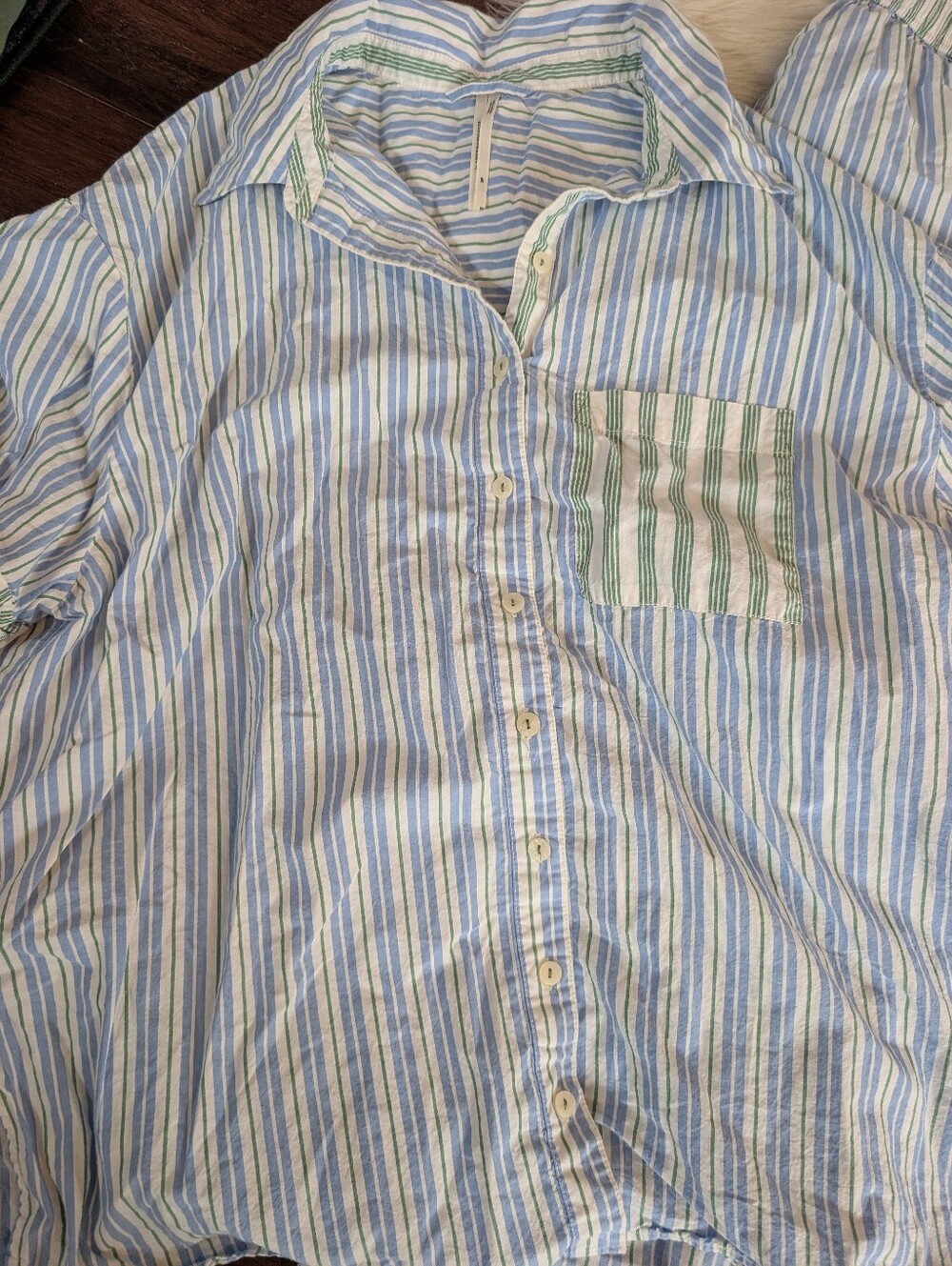Anthropologie Cotton Striped Pajama Set Short Sleeve Pants Small Medium - Picture 3 of 7